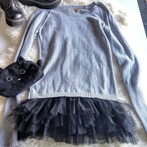 Vera Wang long sleeve grey tutu dress